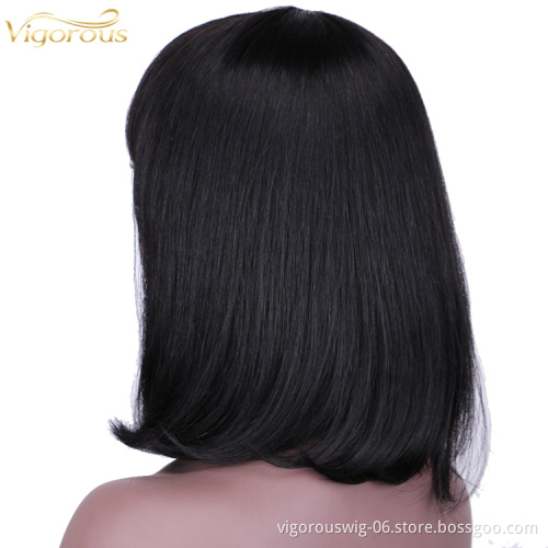 Straight black cheap wholesale short glueless private label inch bob pixie cut brazilian 100% human hair wig black women